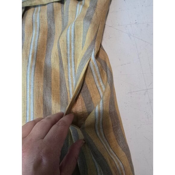 Emporio Armani Womens Striped Button-Down Jacket Beige/Gray Linen Blend - Picture 7 of 9